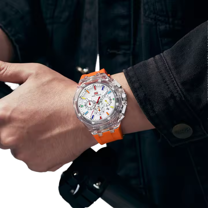 Reloj De Pulsera Para Hombre MINI FOCUS Ultra-ligero Con Caja Octagonal Transparente Multifuncional Resistente Al Agua Y Al Shock Estilo Deportivo - 1