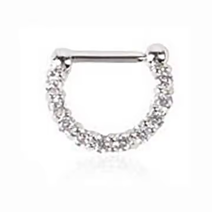 Aros de circonia aaa de 16G para mujer, piercing para la nariz, color plateado, joyería para el cuerpo, piercing para el pezón y el tabique falso - 1