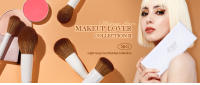 Jessup - Juego de 5 brochas de maquillaje veganas para base, rubor, bronceador, contorno y polvos fijadores, gris claro, T493 - details 0