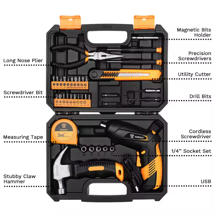 Taladro Eléctrico DEKO sin Cable 3.6V Recargable con Batería Doméstica Potencia Ajustable 2 Posiciones con Luz LED Reemplazable - 1