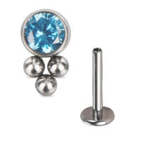 Tachuelas de titanio para oreja, conjunto de 3 bolas roscadas con bisel CZ, superior, Labret, labio, Piercing para cartílago de la oreja, joyería para Tragus, 1PcG23 - details 11