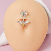 Anillo de acero quirúrgico para el ombligo, Piercing para el ombligo, CZ, cristal, abeja, flor, corazón, joyería para la oreja, 1 unidad - details 5