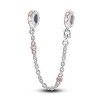 Cadena de Seguridad de Amor en Forma de Corazón de Pandach S925 Plata Esterlina para Mujeres con Colgante de Joyería Ajuste de Pulsera Pedra Principal de Zirconio - details 0