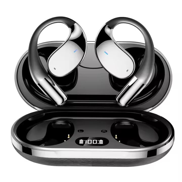 SANLEPUS Auriculares Inalámbricos Bluetooth 5.4 con HiFi y Graves Ultra Potentes - 60 Horas Autonomía, Auriculares Deportivos Abiertos, Diseño Ergonómico - Para Corredores y Amantes del Fitness - 1