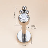 Tachuelas de titanio para oreja, conjunto de 3 bolas roscadas con bisel CZ, superior, Labret, labio, Piercing para cartílago de la oreja, joyería para Tragus, 1PcG23 - details 1