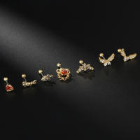 Piercing de acero inoxidable con Circonia cúbica para mujer, aretes, piercing, 2 piezas, a la moda - details 4