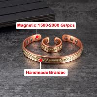Conjunto de Joyería de Cobre Puro Pulsera Anillos Magnéticos Ajustables de Color Oro - details 2