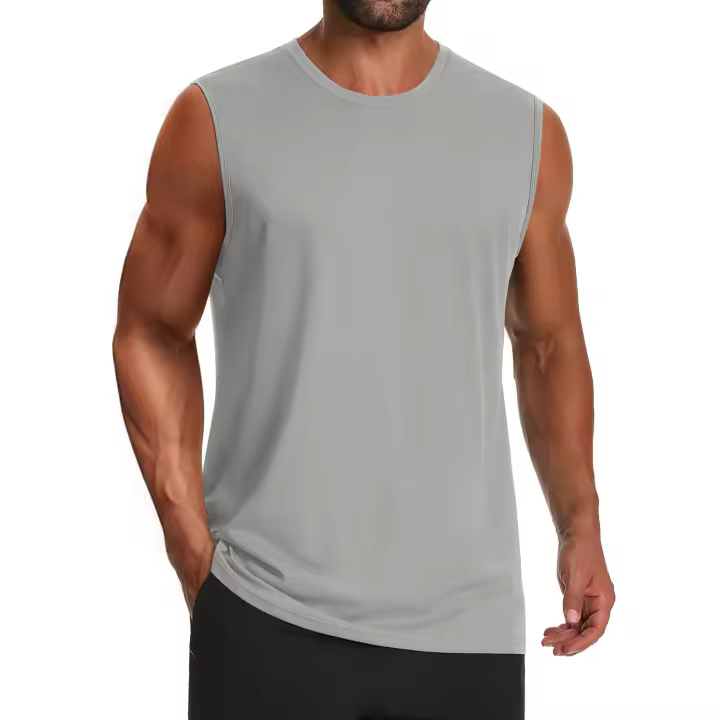MAGCOMSEN Camiseta sin mangas para hombre UPF 50+ Camisa sin mangas de algodón Camisas de entrenamiento de gimnasio informales ligeras Camiseta de enfriamiento muscular - 1