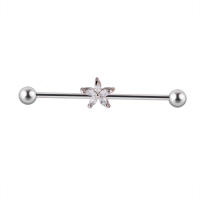 Piercing de titanio g23, 14g, Ópalo, Luna, flor, pendientes de tuerca, doble oreja, puente de oreja, joyería, 1 ud. - details 41