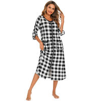 Bata larga con cremallera para mujer, ropa de dormir de longitud completa con bolsillos, camisón de manga 3/4, bata de baño - details 57