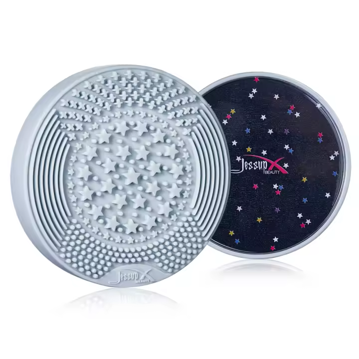 Limpiador de brochas de maquillaje Jessup, tapete de silicona 2 en 1 para lavado en seco y húmedo, esponja para remover el color de las brochas, herramientas de limpieza cosmética - 1