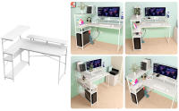Escritorio Plegable Rcynview para Computadora, para Dormitorio, Oficina, Sofá, Estudio, Color Blanco, 100x55x75cm - details 1