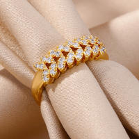 Anillos abiertos de circonio de acero inoxidable de Color dorado para mujer, estética clásica, uso diario, anillo abierto ajustable, regalo de joyería de vacaciones - details 2