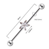 Piercing de titanio g23, 14g, Ópalo, Luna, flor, pendientes de tuerca, doble oreja, puente de oreja, joyería, 1 ud. - details 32