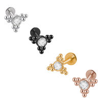 Pendiente de gota de acero quirúrgico para mujer, Piercing de hélice Tragus, pendiente de cadena de perca de oreja, pendiente de cartílago de lóbulo Rook, bola larga, lustre, 1Pc - details 8