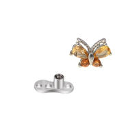 1Pc 100% Acero quirúrgico 14g micro diver cutánea piercing de cristal superior con anclaje dérmico piercing piercings tops ocultar en el cuerpo - details 12