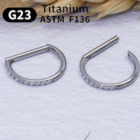 100%-pendientes de titanio G23 para mujer, piercing para la nariz, medio anillo en forma de d, segmento, cartílago - details 2