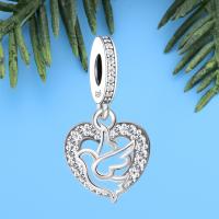 Abalorio de plata de ley 100% 925 para pulsera, dije compatible con brazalete Original, joyería, regalo de cumpleaños, pájaro, espíritu, Paloma, amor, Fe, Esperanza - details 1