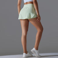 Falda de Yoga Hamidou Secado Rápido, Elasticidad, Doble Capa, Color Sólido para Tenis, Correr, Actividades Deportivas - details 17