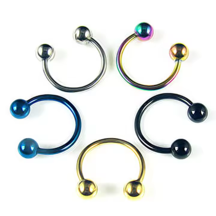 Piercings quirúrgicos de herradura, Septo para Nariz, labio, ceja, oreja, tabique, cartílago, hélice cautiva, anillo de aro, Labret, Nariz, 5 piezas, 316L - 1