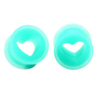 Par de tapones para los oídos de silicona, expansor de corazón Flexible, Delgado, doble acampanado, expansor de calibre, pendientes, piercings para la oreja - details 4