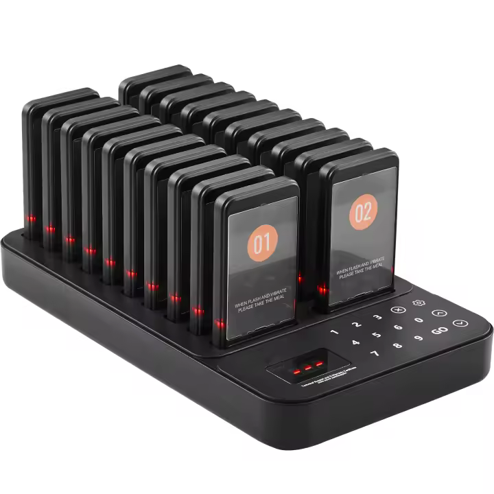 Sistema de buscapersonas para restaurantes SucceBuy, señal de cola inalámbrica de largo alcance. Buscapersonas para llamadas de invitados con vibración y parpadeo. Para camión de comida, iglesia, guardería, hospital. - 1