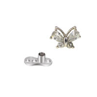 1Pc 100% Acero quirúrgico 14g micro diver cutánea piercing de cristal superior con anclaje dérmico piercing piercings tops ocultar en el cuerpo - details 14