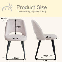 EGOONM 4PCS Sillas de comedor tapizadas de estilo nórdico, sillas ergonómicas de ocio para oficina en casa, patas de metal negro, beige - details 5