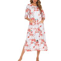 Bata larga de media manga con cremallera para mujer, ropa de dormir de longitud completa, Camisón con bolsillos, bata de baño - details 26