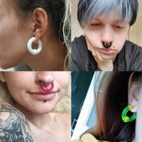 Anillo de cuentas cautivas de acrílico bcr de gran tamaño, 2 piezas, dilatador de tapón para la oreja, guauge, piercing para la nariz, joyería para el cuerpo - details 2