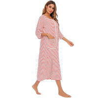 Bata larga con cremallera para mujer, ropa de dormir de longitud completa con bolsillos, camisón de manga 3/4, bata de baño - details 20