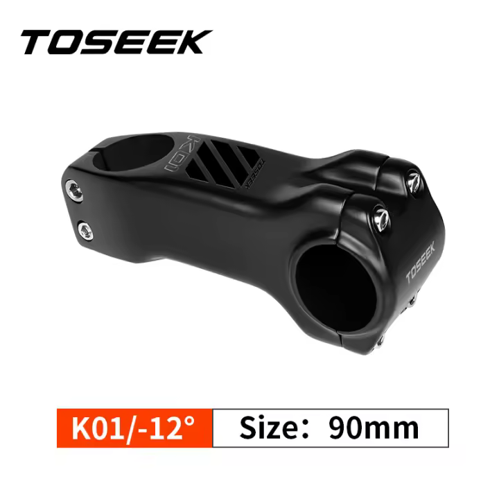TOSEEK MTB/Road Bicycle Carbon Stem -12 Degree Bike 28.6mm Handlebar Stems 70/80/90/100/110/120mm Black Matte Bicycle Parts - 1