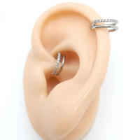 1Pc astm f136 titanium piercing de la nariz 16g cz con bisagras tabique clicker Segmento de cartílago de la oreja tragus hélice anillo penetrante de labios joyería - details 12