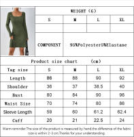 Vestido de estilo simple y elegante para mujeres falda corta con textura de cuello cuadrado - details 0