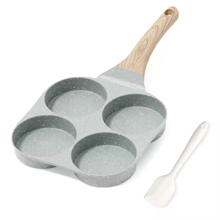 RIOVARM Antiadherente Sartén Tortilla Inducción Sartén para Huevos Granito Sartén Pequeña sin PFOA Redonda 4 agujeros Sartén escalfadora de huevos para el desayuno Sartén para tortitas - 1