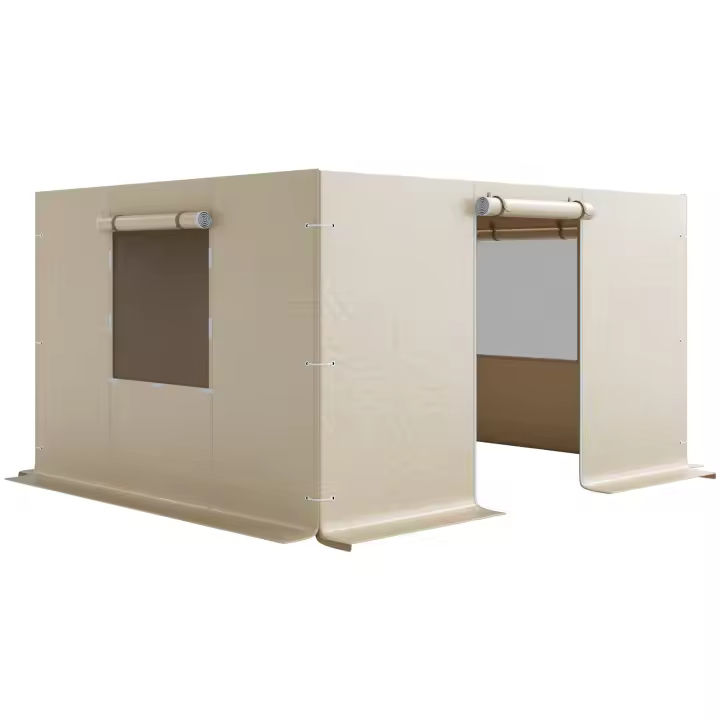 Pared Lateral para Gazebo Compatible con Estructuras de 304.8 x 365.76 cm, Cubierta de Invierno de 4 Paneles para Gazebos con Techo Rígido, Material de PE Duradero, Cubierta Exterior Resistente a la Intemperie con Ventanas de Malla Ventiladas, Marco de Ga - 1