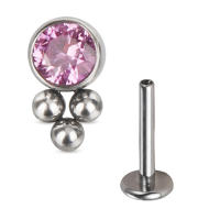 Tachuelas de titanio para oreja, conjunto de 3 bolas roscadas con bisel CZ, superior, Labret, labio, Piercing para cartílago de la oreja, joyería para Tragus, 1PcG23 - details 7