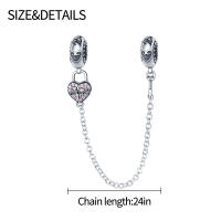 Cadena de Seguridad de Amor en Forma de Corazón de Pandach S925 Plata Esterlina para Mujeres con Colgante de Joyería Ajuste de Pulsera Pedra Principal de Zirconio - details 13