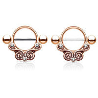 Anillo de aleación de 2 piezas para mujer, Piercing de barra Vintage elegante, 3 colores, para pezón corporal, 2023 - details 4