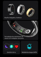 Anillo Inteligente SANLEPUS R09 - Monitoreo de Salud 24/7, SpO2, Sueño y Temperatura - Resistencia al Agua 5ATM - Plata/Negro/Dorado - Envío Rápido - details 1