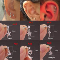 2 uds 6 diseño tragus piercing pendientes cz piercing joyería pendientes pendiente para trago Concha pendientes de cartílago de hélice pendiente - details 3