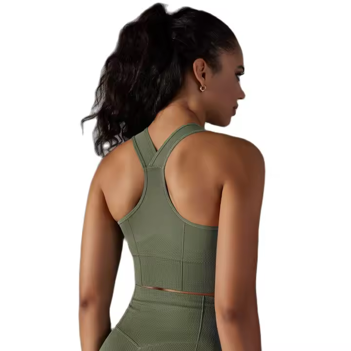 Nessaj-Sujetador deportivo sin costuras, top a prueba de golpes, cómodo Chaleco de gimnasio, color sólido, para entrenamiento, correr - 1