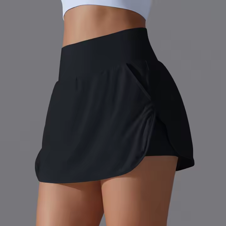Falda de Yoga Hamidou Secado Rápido, Elasticidad, Doble Capa, Color Sólido para Tenis, Correr, Actividades Deportivas - 1