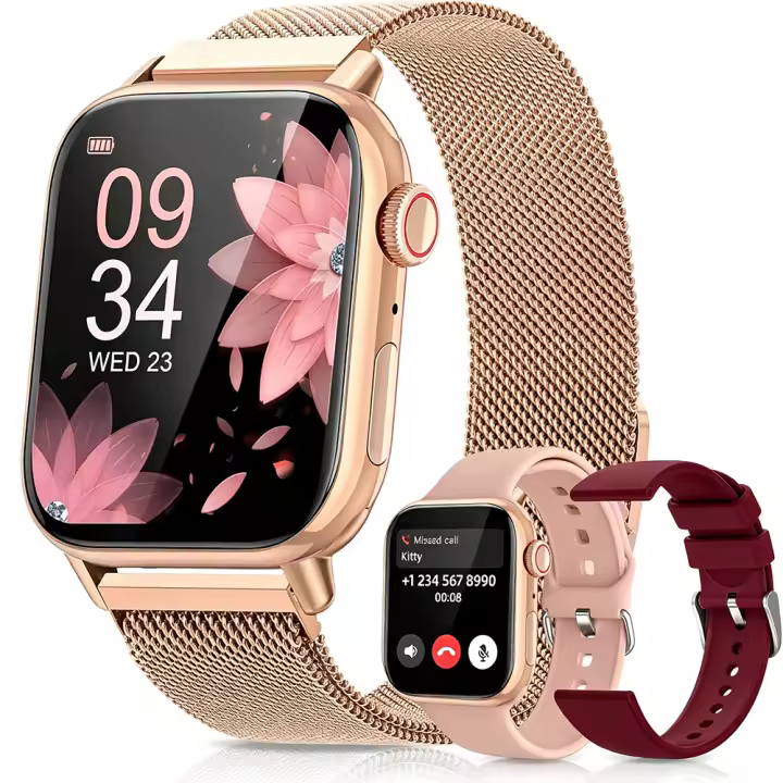 Reloj Inteligente para Hombre y Mujer, Compatible con iOS/Android, Notificaciones de Mensajes, Smartwatch Deportivo, Llamadas Bluetooth, Compatible con Alexa - 1