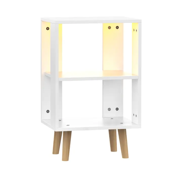 Rcynview Mesa de noche LED Madera Forma rectangular Almacenamiento Iluminable en 16 colores - 1