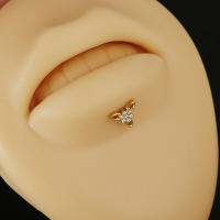 Pendiente de titanio G23 para Piercing de oreja, joyería para cartílago, Labret, tornillo de labio, Parte posterior plana chapada en oro, 1 unidad, F136 - details 4