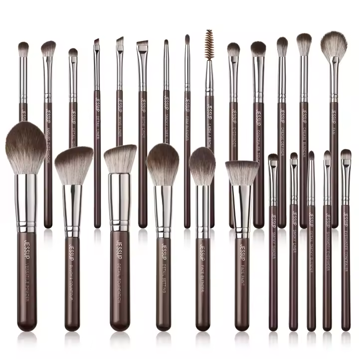 Set de Pinceles de Maquillaje Jessup Premium 25pcs Pinceles Sintéticos Marrón para Base, Sombra, Corrector, Rubor, Delineador de Cejas - 1