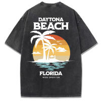 Daytone Beach Florida-Camisetas lavadas con estampado para mujer, camisetas informales de verano, Top suave y cómodo, ropa de calle deportiva de gran tamaño - details 28
