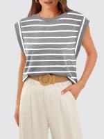 Camiseta a rayas de manga raglán para mujer, Tops de verano a rayas rojas Macron S - details 5