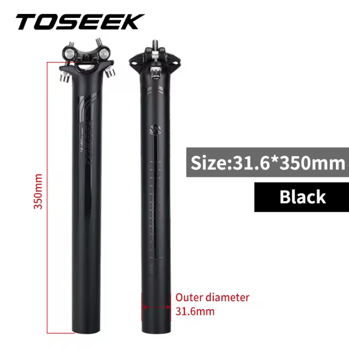 TOSEEK Carbon Seatpost 27.2/30.8/31.6mm Matte Black MTB/Road Bike Seat Post Offset 0mm Bicycle Seat Post Length 400mm Bike Parts - 1
